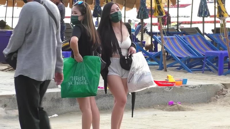 Many freelancers in pattaya beach road thailand, 2023